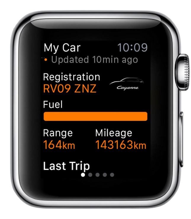 Porsche Car Connect for Apple Watch: Overview of basic informations about the car  